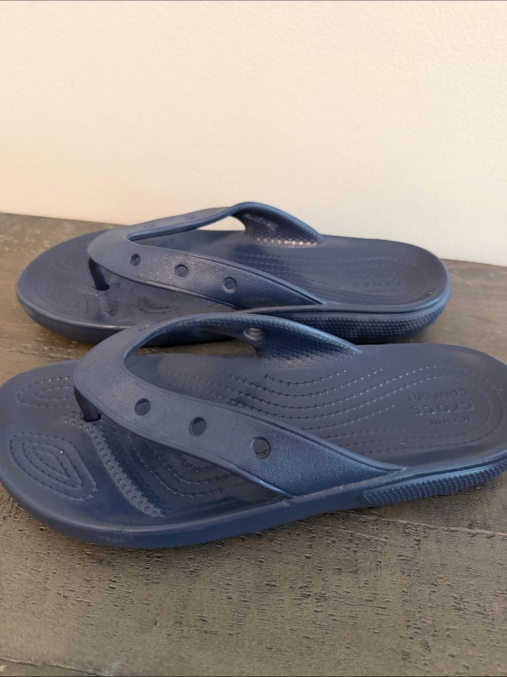 CROCS Navy Blue Foam Flip Sandals